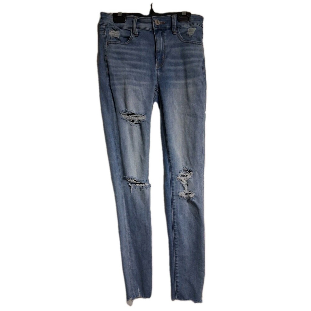 Women's American Eagle Destructed Next Lev Stretch Hi Rise Jegging Jeans Size 2
